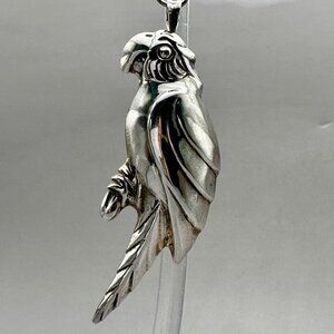 Statement Bird Parrot Pendant Brooch Versatile Pin Signed NF 925 Sterling Silver